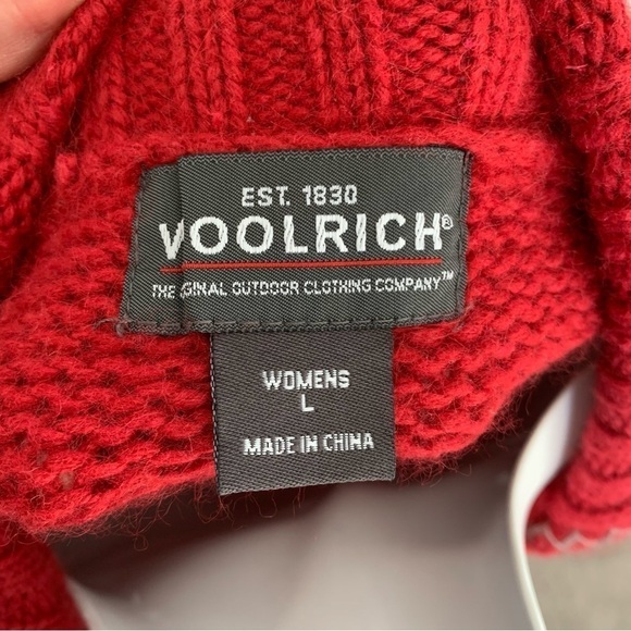 Woolrich Womans Angora Blend Sweater Size L Snowflake Chunk Knit Red - Picture 7 of 10